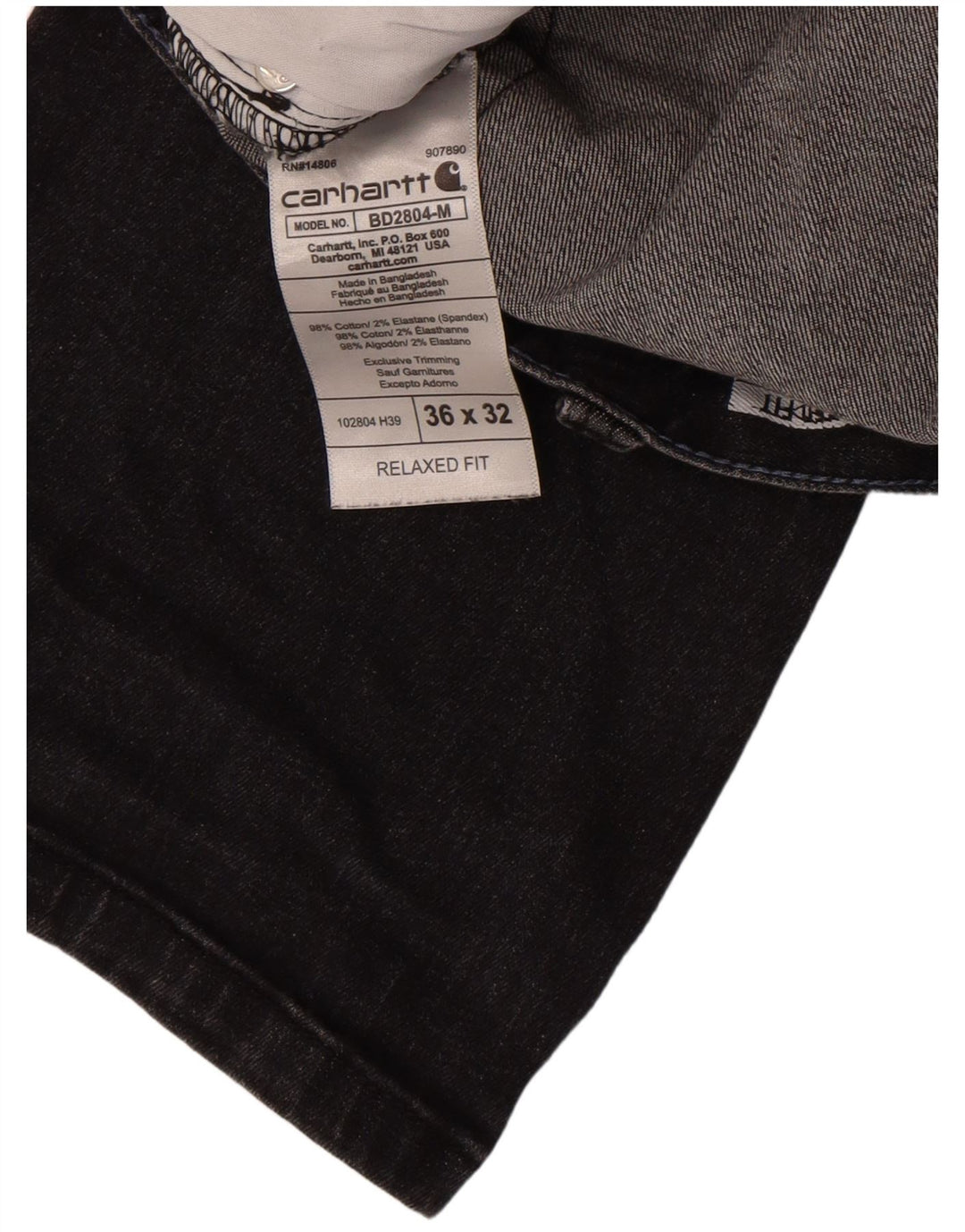 Carhartt Mens Relaxed Fit Straight Jeans W36 L32 Black Cotton