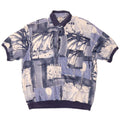 MANGO Mens Short Sleeve Pullover Shirt Large Blue Patchwork