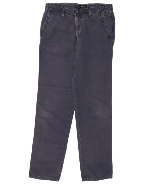 Massimo Dutti Mens Straight Chino Trousers EU 44 Large W32 L34 Navy Blue