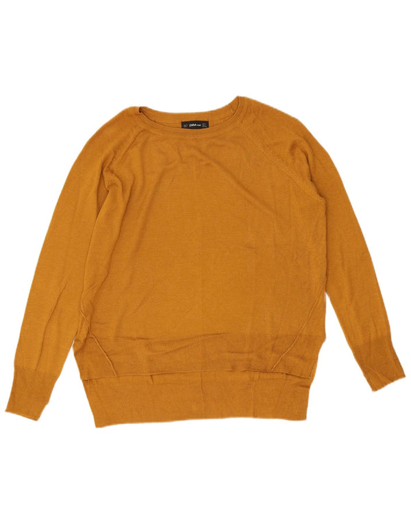 Zara Womens Boat Neck Jumper Sweater UK 10 Small Brown Viscose