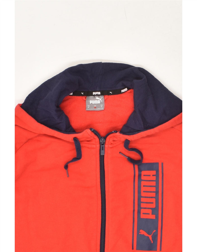 PUMA Mens Graphic Zip Hoodie Sweater XL Orange Cotton | Vintage Puma | Thrift | Second-Hand Puma | Used Clothing | Messina Hembry 