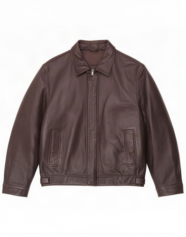 Mabrun Mens Leather Jacket IT 48 Medium Brown
