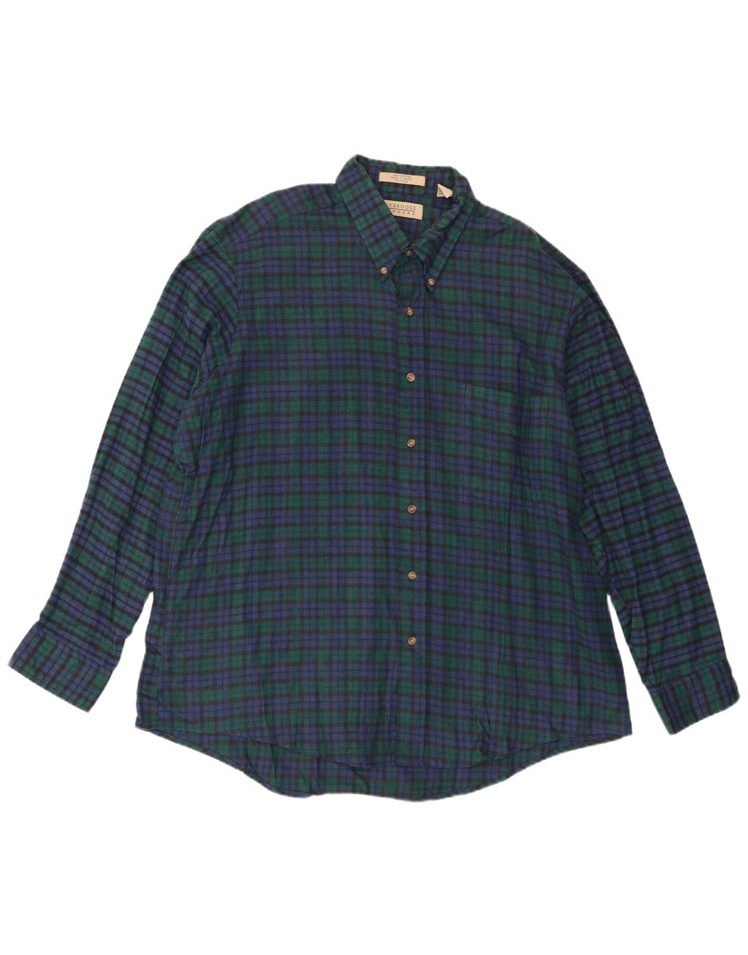 Vintage Mens Flannel Shirt XL Green Check Cotton