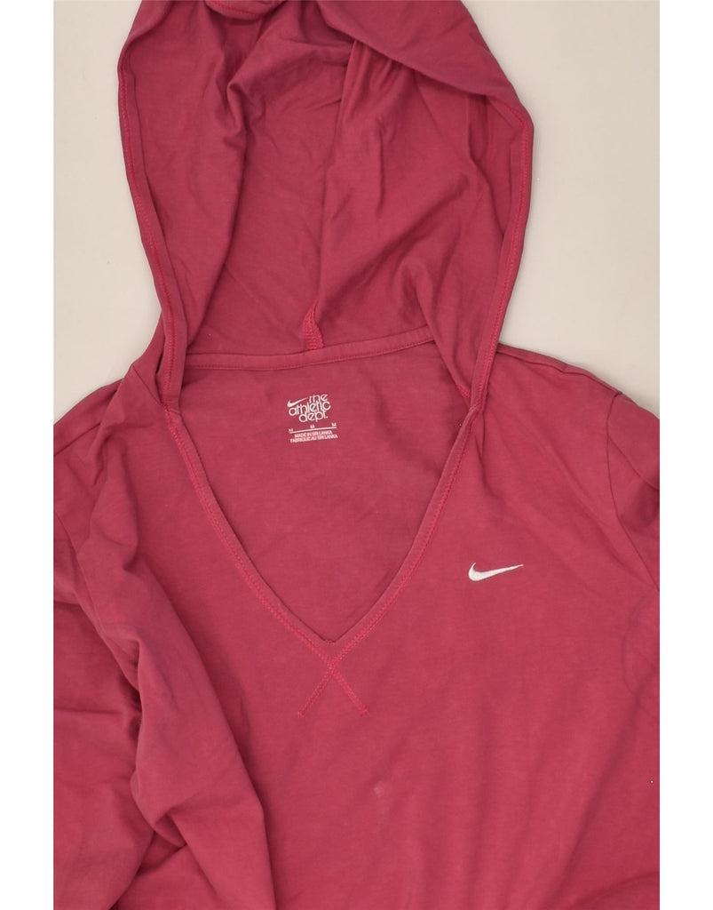 NIKE Womens Hoodie Jumper UK 12 Medium Burgundy | Vintage Nike | Thrift | Second-Hand Nike | Used Clothing | Messina Hembry 