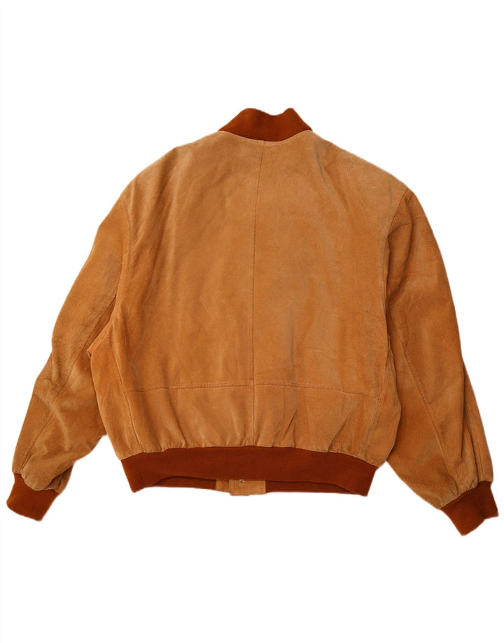 VINTAGE Mens Suede Bomber Jacket UK 42 XL Brown Leather
