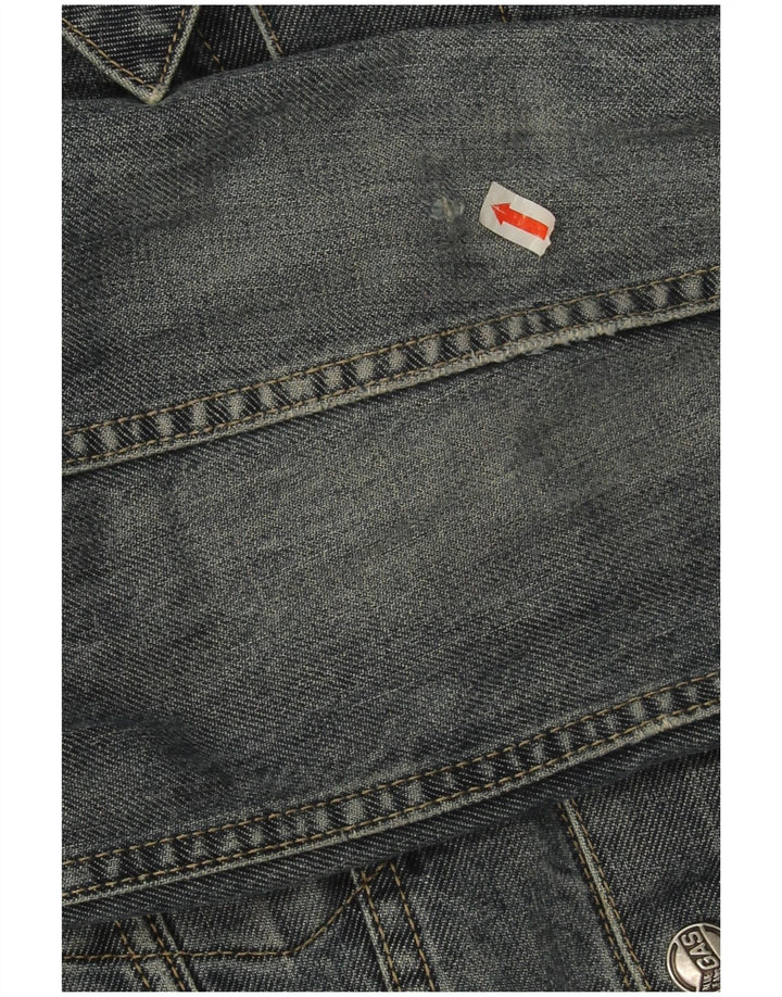 Gas Womens Crop Denim Jacket UK 14 Medium Blue Cotton