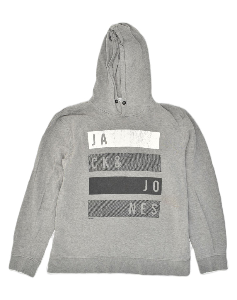 JACK & JONES Mens Graphic Hoodie Jumper XL Grey Cotton | Vintage Jack & Jones | Thrift | Second-Hand Jack & Jones | Used Clothing | Messina Hembry 