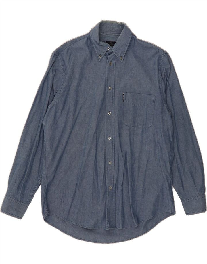 TRUSSARDI Mens Shirt Medium Blue Cotton Vintage Trussardi and Second-Hand Trussardi from Messina Hembry 