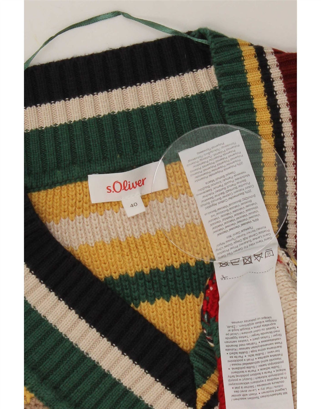 S.Oliver Womens V-Neck Jumper Sweater EU 40 Medium Multicoloured Striped