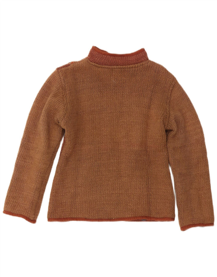 Vintage Womens Cardigan Sweater UK 12 Medium Brown Colourblock