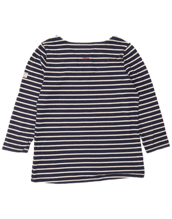 Joules Womens Regular Fit Top 3/4 Sleeve UK 10 Small Navy Blue Striped