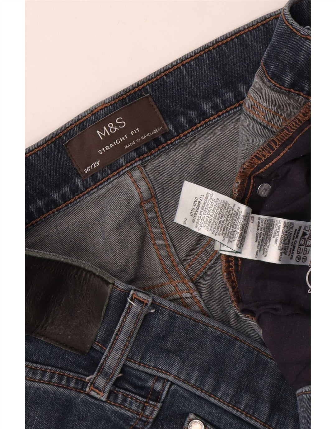 Marks & Spencer Mens Straight Jeans W36 L29 Navy Blue Cotton
