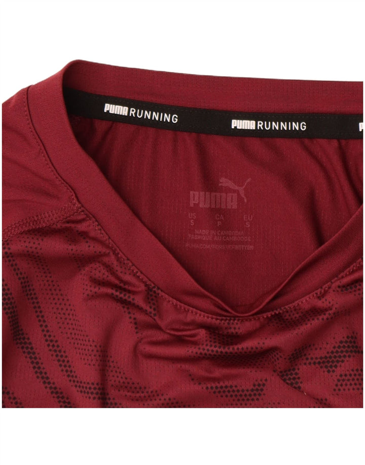 PUMA Mens Abstract Pattern T-Shirt Top Small Burgundy