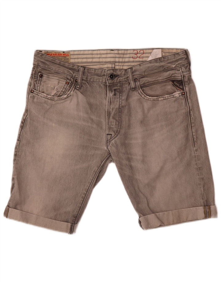 Replay Womens Lenrick Denim Shorts W32 Medium Grey Cotton