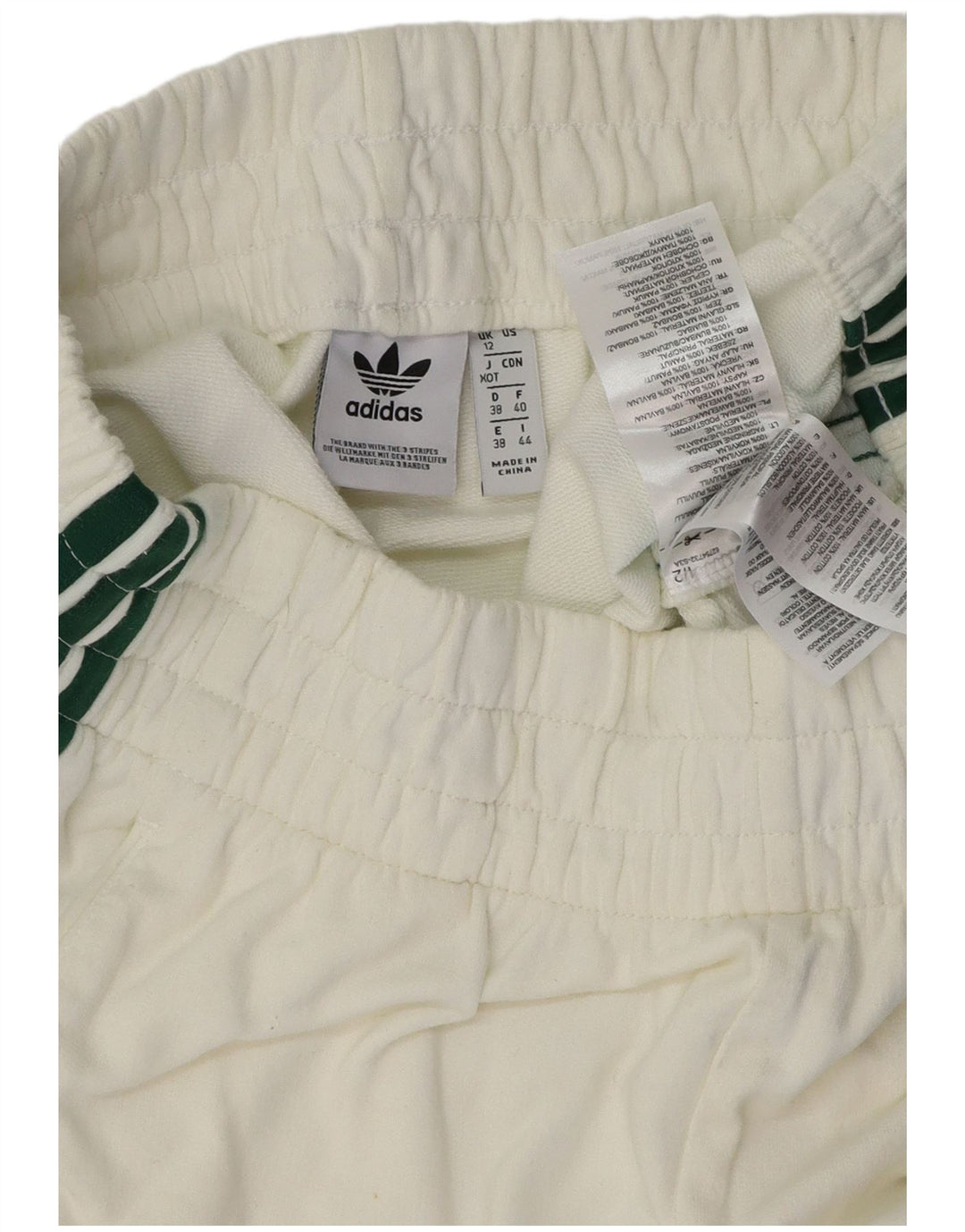 ADIDAS Womens Sport Shorts UK 12 Medium  Off White Colourblock Cotton