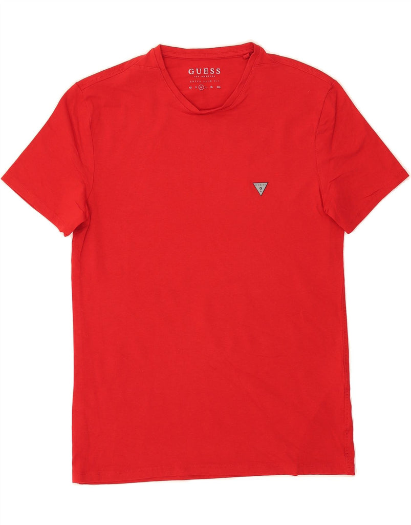 GUESS Mens Extra Slim T-Shirt Top Medium Red Cotton Vintage Guess and Second-Hand Guess from Messina Hembry 