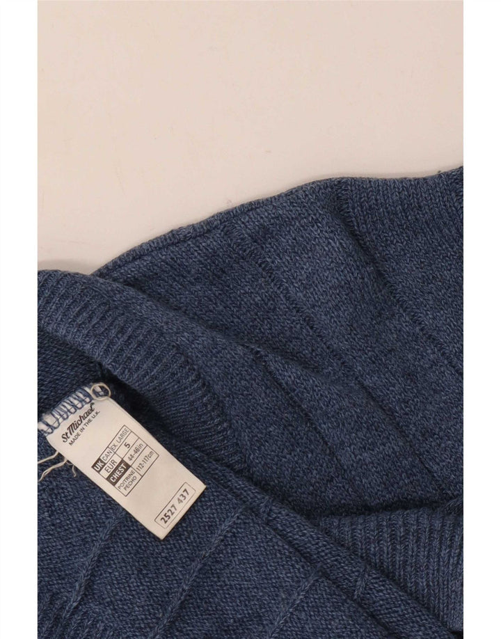 Marks & Spencer Mens St. Michael Cardigan Sweater XL Navy Blue Acrylic