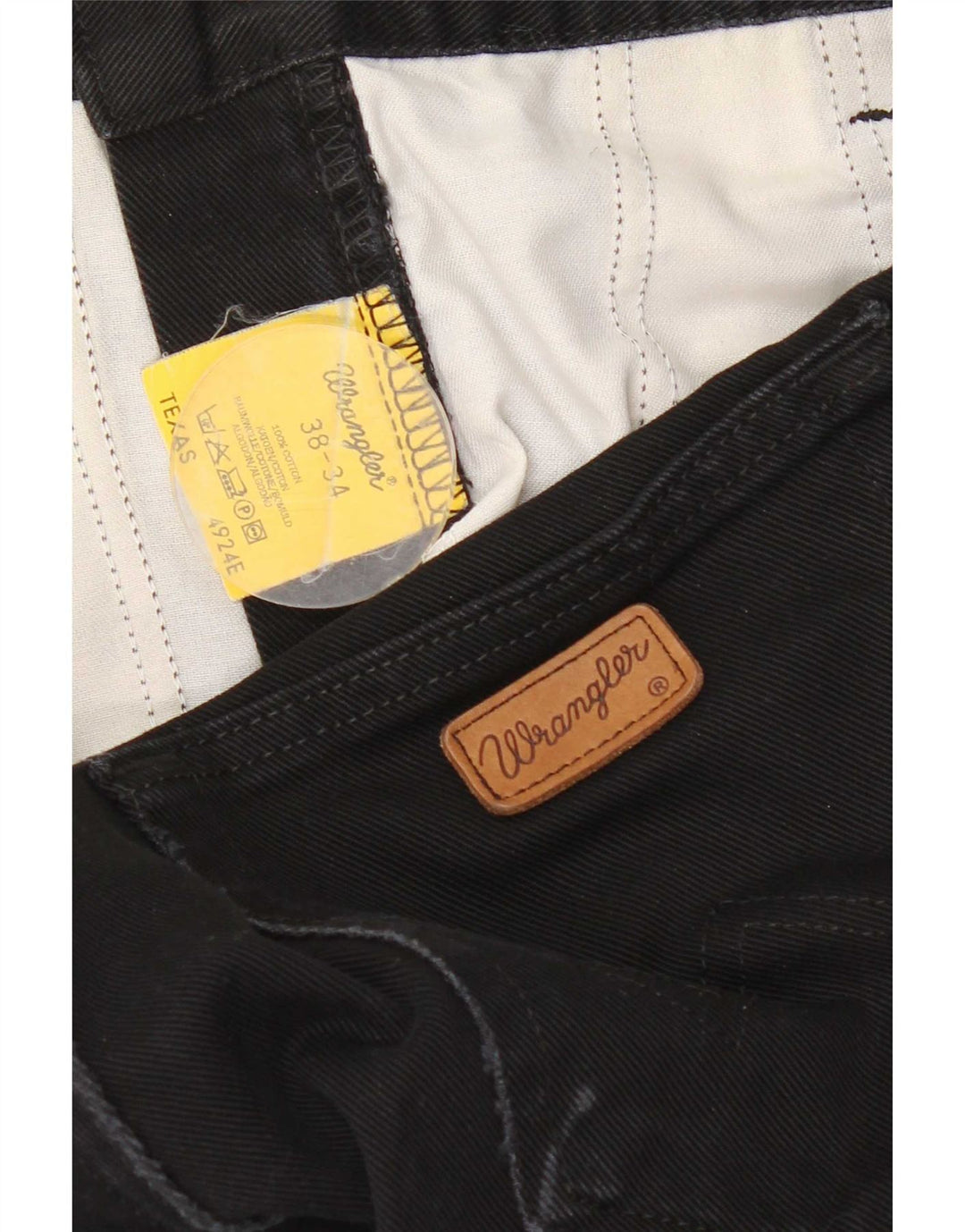 Wrangler Mens Texas Straight Jeans W38 L34 Black Cotton