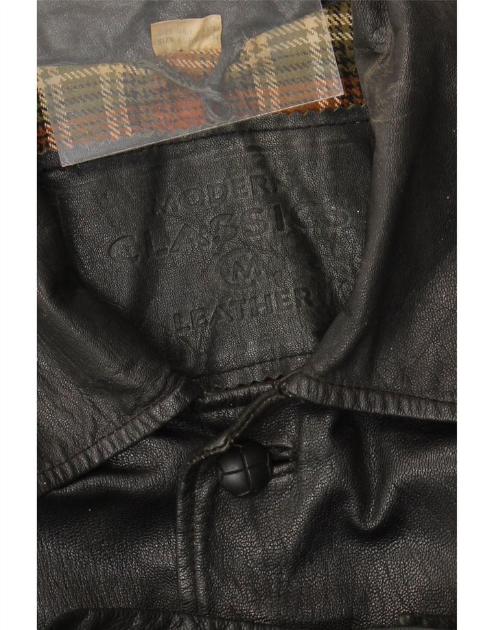 VINTAGE Mens Leather Jacket UK 40 Large Black Leather