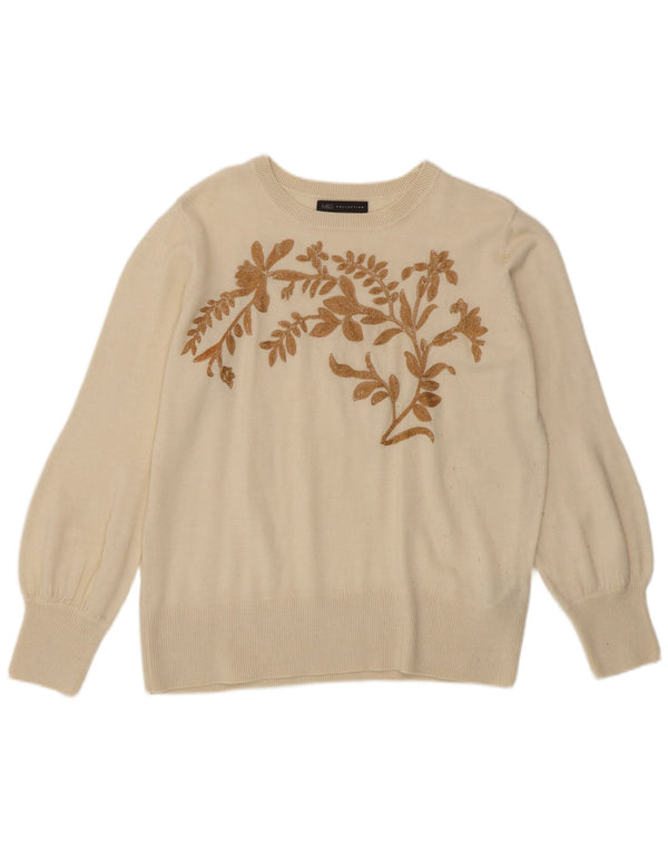 Marks & Spencer Womens Boat Neck Jumper Sweater UK 14 Large Off White