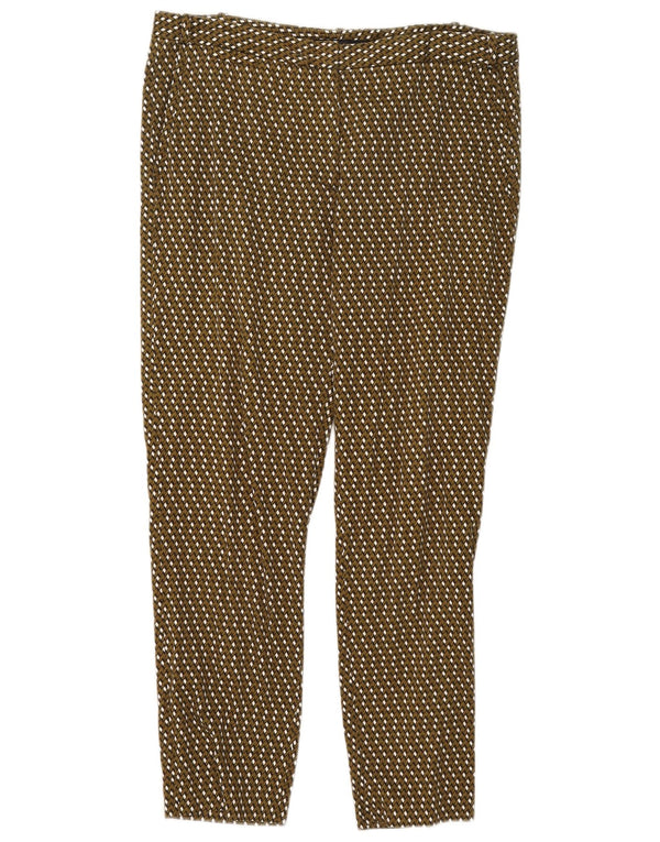 Zara Womens Slim Chino Trousers EU 42 Large W32 L27 Khaki Geometric
