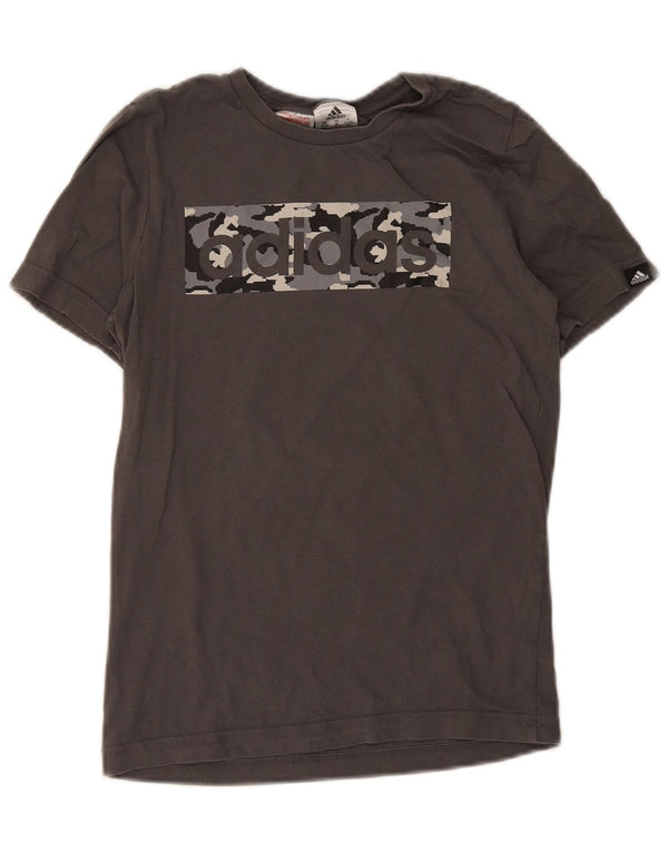 Adidas Boys Graphic T-Shirt Top 11-12 Years Grey Cotton