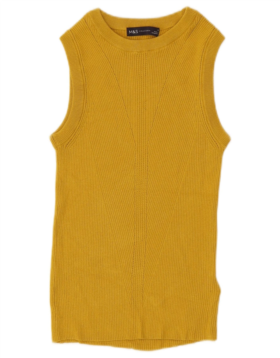 Marks & Spencer Womens Vest Tank Top UK 12 Medium Yellow Viscose
