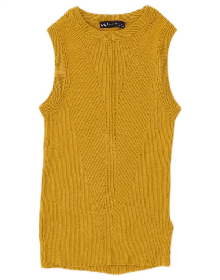 Marks & Spencer Womens Vest Tank Top UK 12 Medium Yellow Viscose