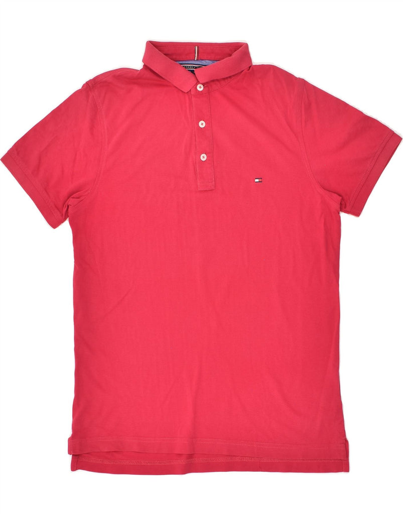 TOMMY HILFIGER Mens Slim Fit Polo Shirt Medium Pink Cotton | Vintage Tommy Hilfiger | Thrift | Second-Hand Tommy Hilfiger | Used Clothing | Messina Hembry 