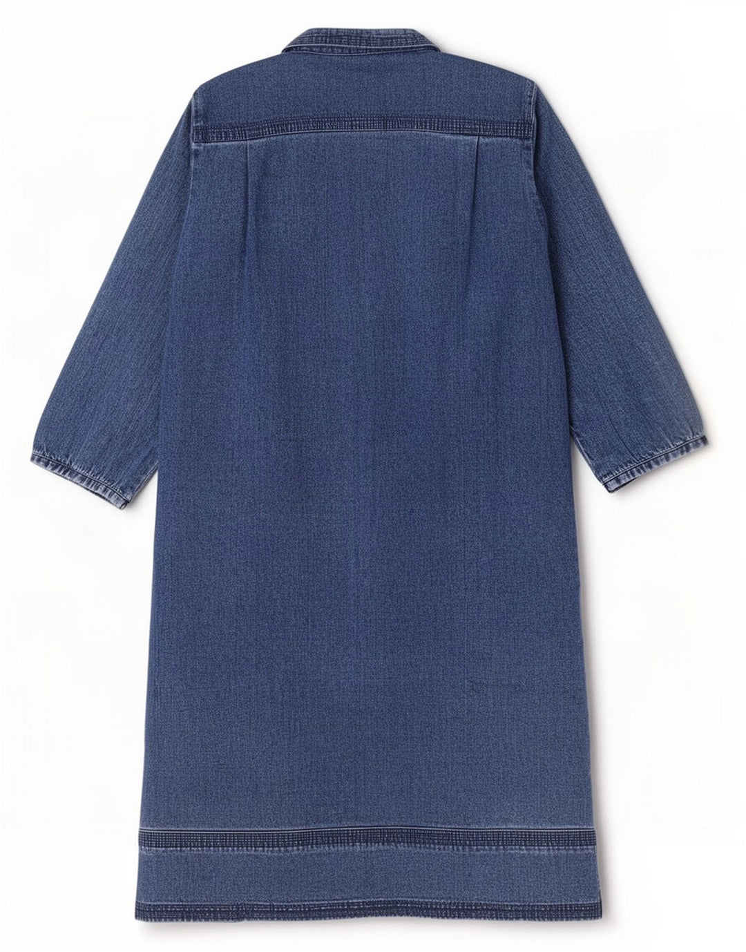 Orvis Womens 3/4 Sleeve Denim Dress US 8 Medium Blue Cotton