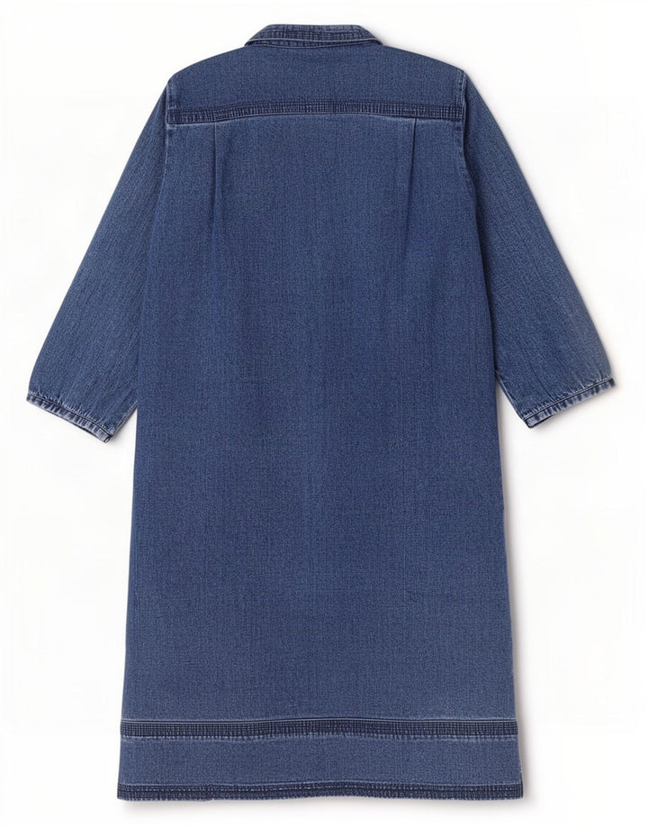 Orvis Womens 3/4 Sleeve Denim Dress US 8 Medium Blue Cotton