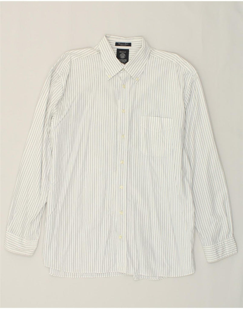 GANT Mens Harvard Poplin Regular Fit Shirt XL White Pinstripe Cotton | Vintage Gant | Thrift | Second-Hand Gant | Used Clothing | Messina Hembry 