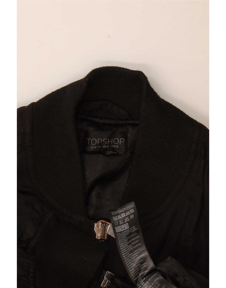 Topshop Womens Oversized Bomber Jacket UK 6 XS Black Polyester