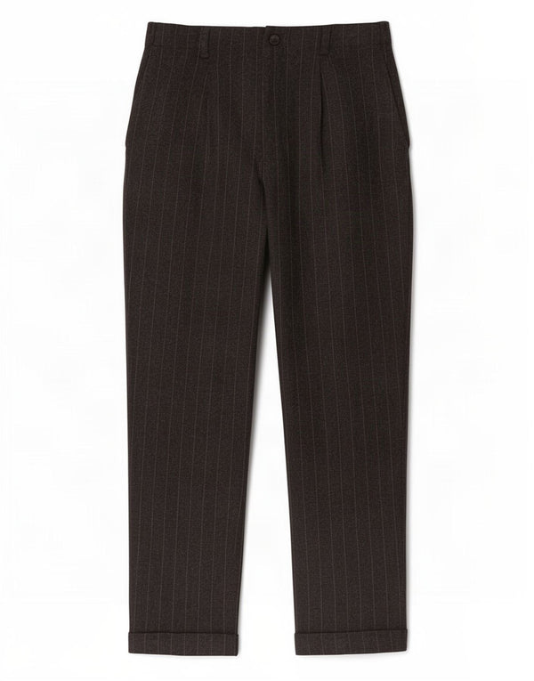 Zara Womens Tapered Cropped Trousers XS W24 L23 Grey Pinstripe Viscose