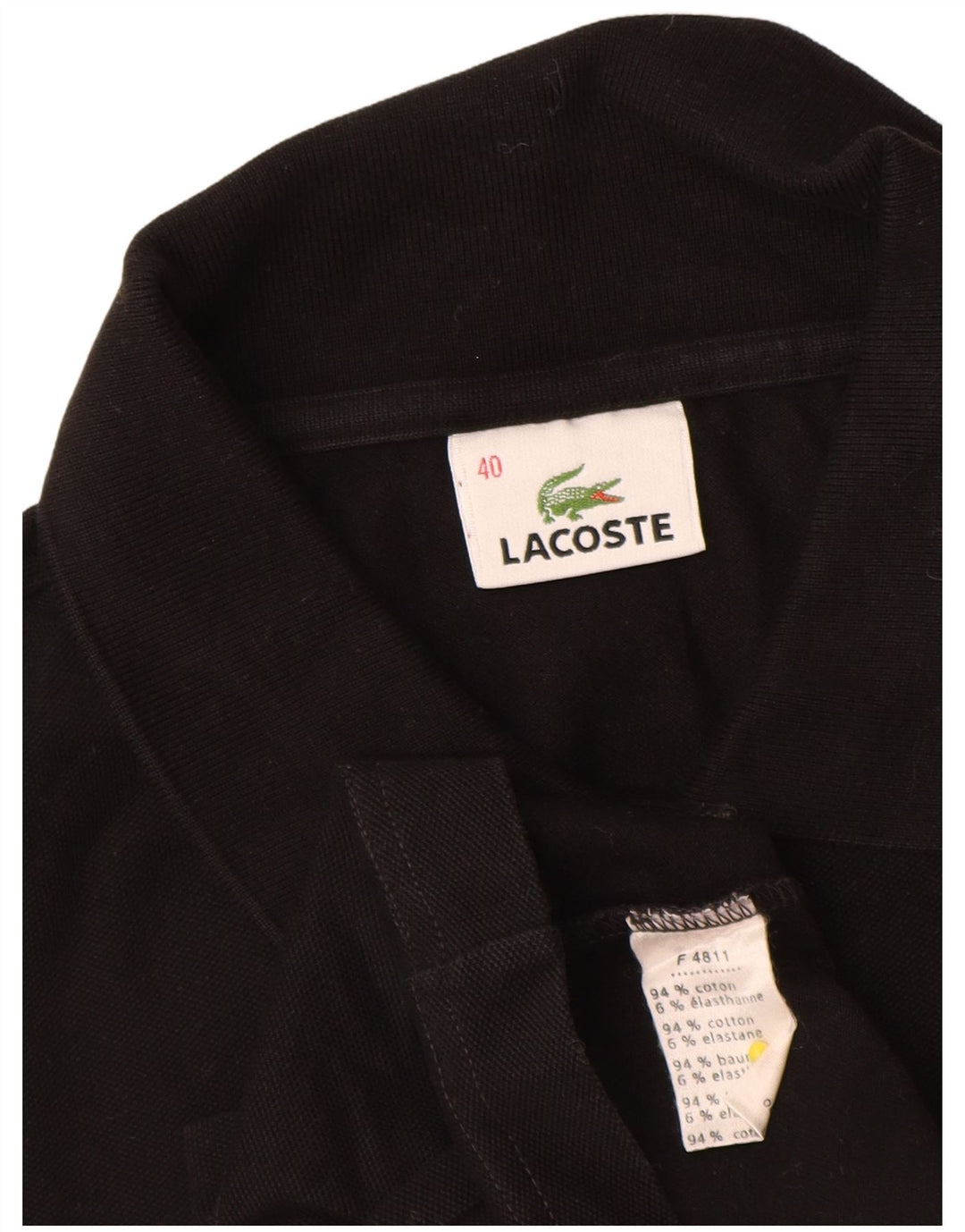 Lacoste Womens Long Sleeve Polo Shirt Size 40 Medium Black Cotton