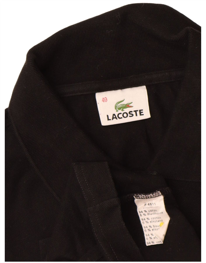 Lacoste Womens Long Sleeve Polo Shirt Size 40 Medium Black Cotton