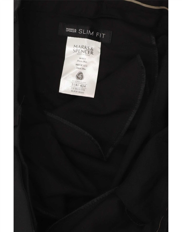 Marks & Spencer Mens Slim Fit Suit Trousers W36 L29 Black Polyester
