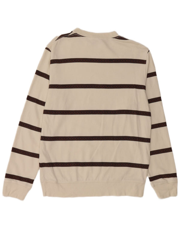 Quiksilver Mens Sweatshirt Jumper Medium White Striped Cotton