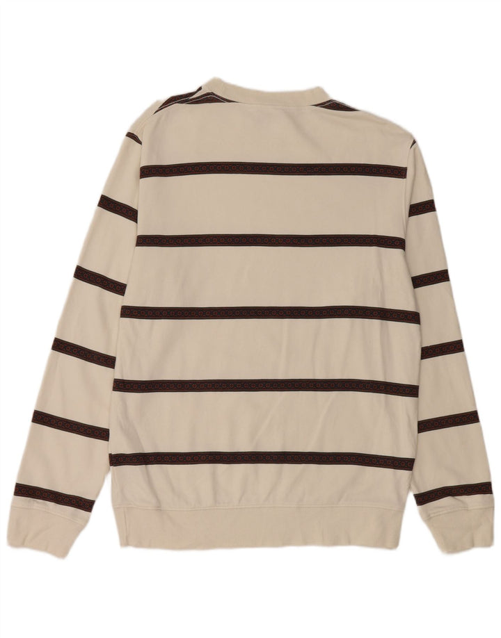 Quiksilver Mens Sweatshirt Jumper Medium White Striped Cotton