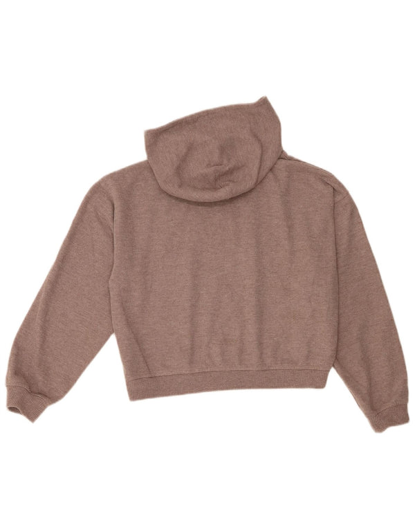 Zara Girls Crop Graphic Hooded Jumper 13-14 Years Brown Polyester