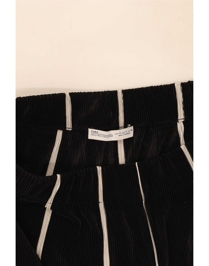 Zara Womens Cullotes Capri Trousers Small W26 L22 Black Striped