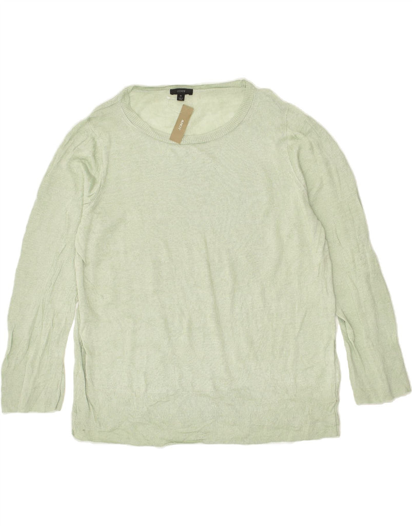J. CREW Womens Boat Neck Jumper Sweater UK 14 Medium Green Linen | Vintage J. Crew | Thrift | Second-Hand J. Crew | Used Clothing | Messina Hembry 