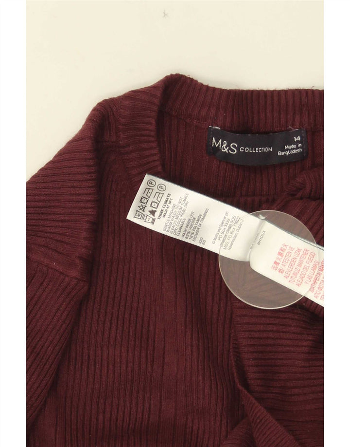 Marks & Spencer Womens Crew Neck Jumper Sweater UK 14 Medium Burgundy