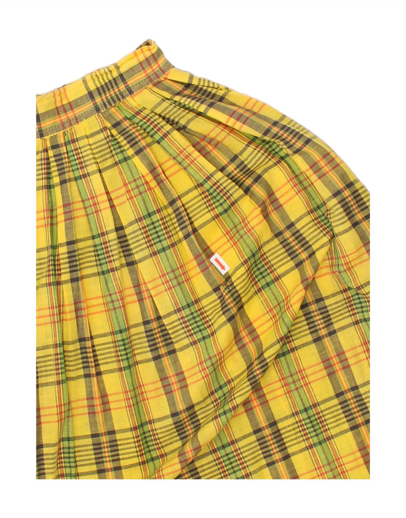 PENNY BLACK Womens Pleated Skirt W23 2XS Yellow Check Vintage Penny Black and Second-Hand Penny Black from Messina Hembry 