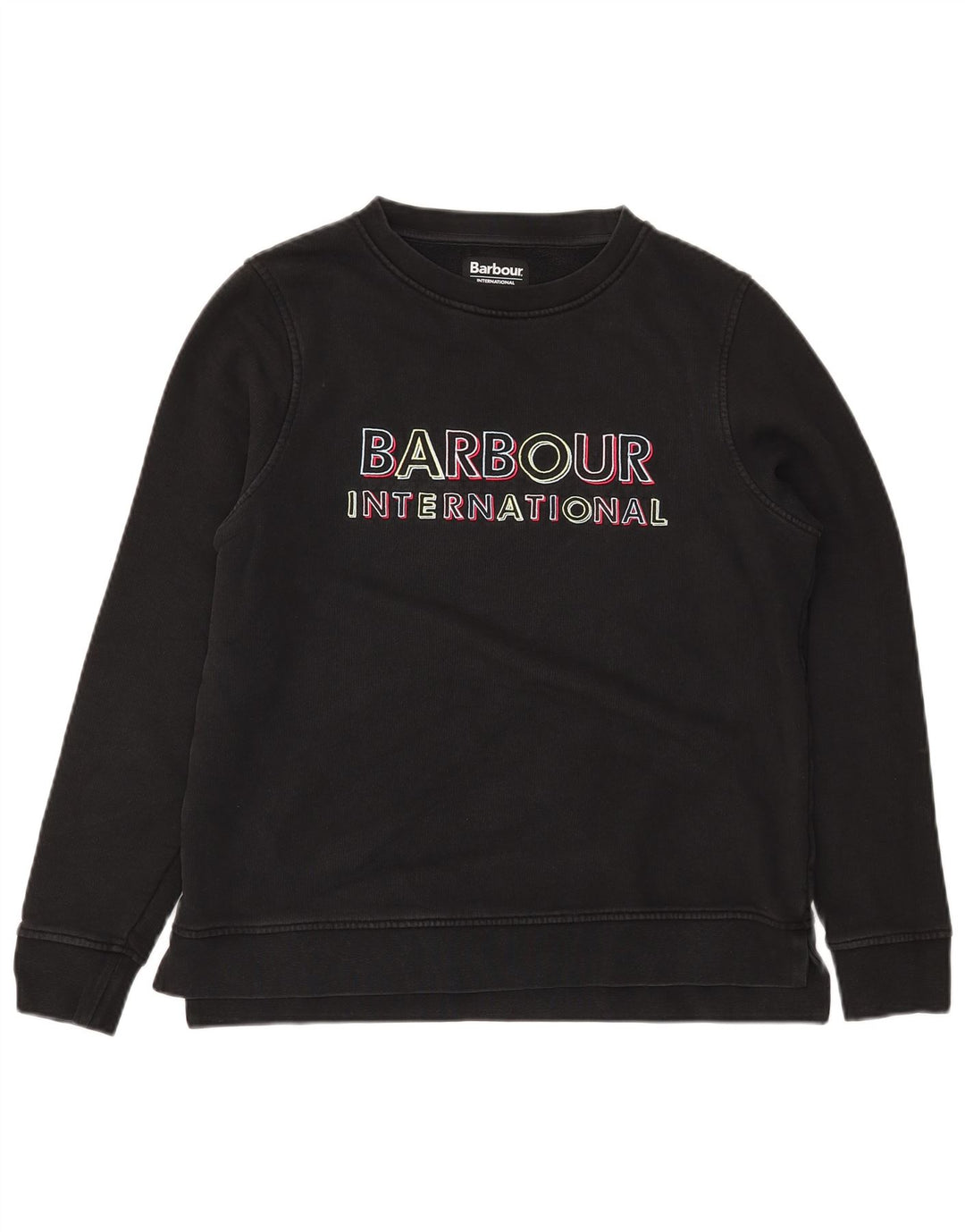 BARBOUR Womens Graphic Sweatshirt Jumper UK 12 Medium Black Cotton
