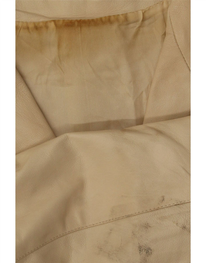 Vintage Womens 3 Button Leather Blazer Jacket IT 48 XL Beige Leather