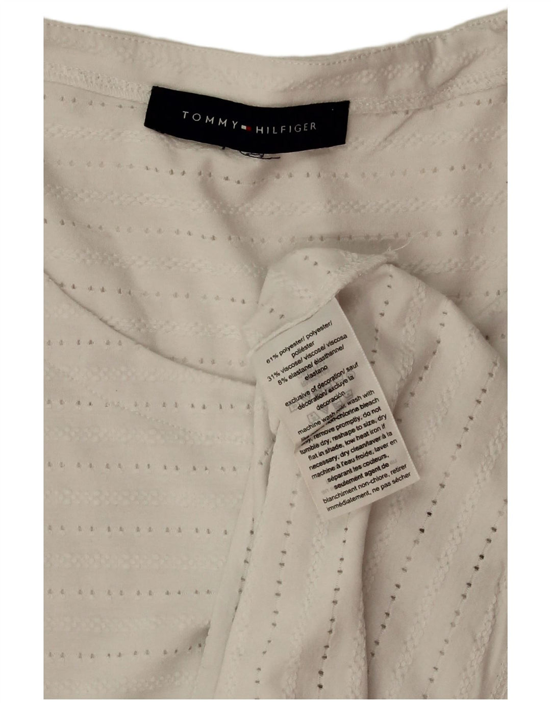 TOMMY HILFIGER Womens Sleeveless Blouse Top UK 18 XL White Polyester