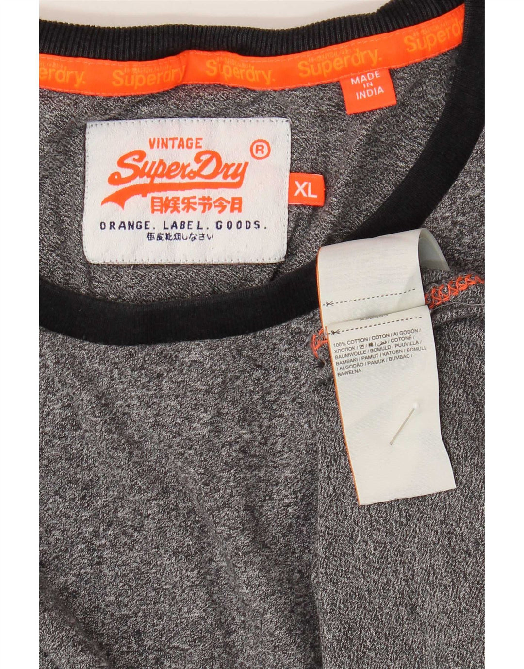 Superdry Mens T-Shirt Top XL Grey Flecked Cotton