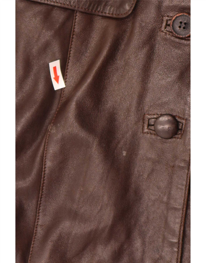 Vintage Womens Leather Coat UK 14 Large Brown