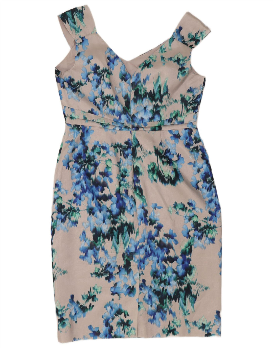 Monsoon Womens Sleeveless Sheath Dress UK 14 Large Grey Floral Polyester